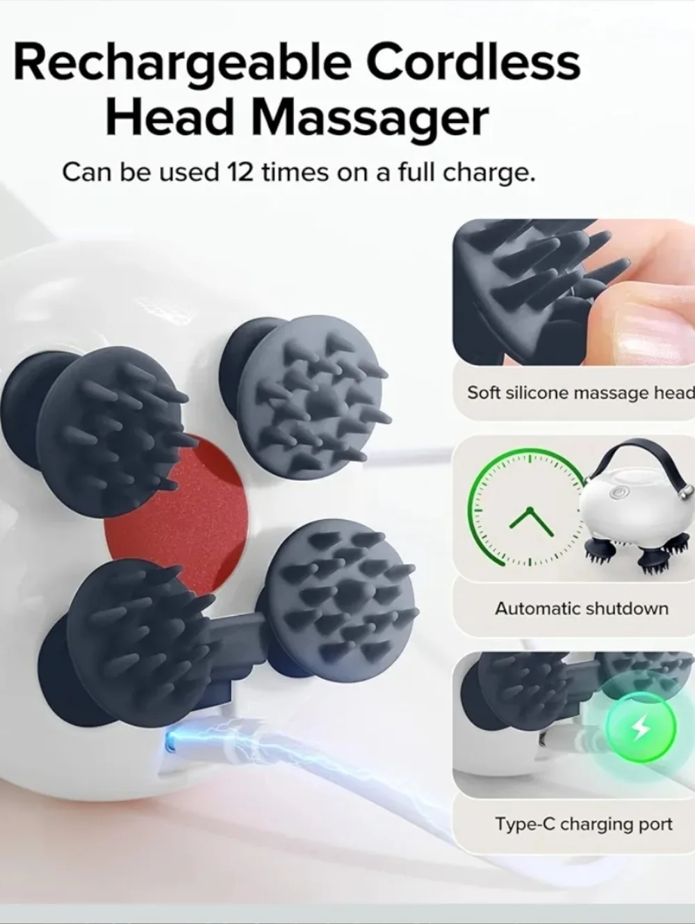 Scalp Massager - White and Dark Blue